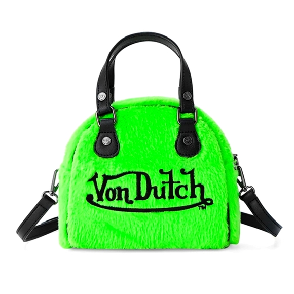 Von Dutch Handbags - Von Dutch Lime Green Fur Satchel NWT